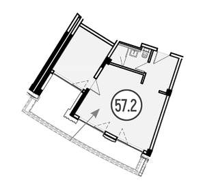 1-к квартира, вторичка, 57м2, 1/4 этаж