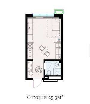 Студия квартира, вторичка, 25м2, 4/8 этаж