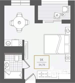 1-к квартира, вторичка, 35м2, 9/10 этаж
