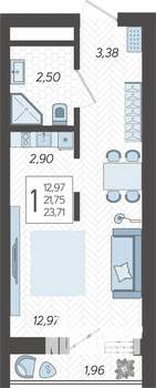 Студия квартира, строящийся дом, 24м2, 13/19 этаж