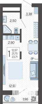 Студия квартира, строящийся дом, 24м2, 18/19 этаж