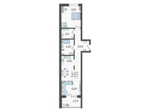 2-к квартира, вторичка, 51м2, 1/19 этаж