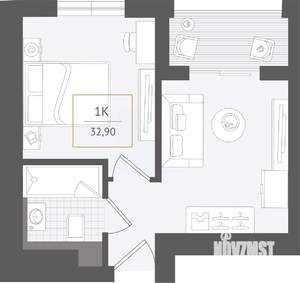 1-к квартира, вторичка, 33м2, 7/10 этаж