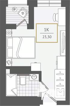 1-к квартира, вторичка, 24м2, 6/10 этаж
