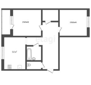 2-к квартира, вторичка, 50м2, 2/5 этаж