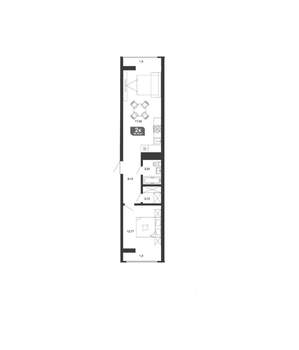 2-к квартира, вторичка, 50м2, 12/19 этаж
