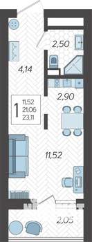 Студия квартира, строящийся дом, 24м2, 17/19 этаж
