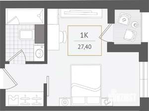 1-к квартира, вторичка, 27м2, 3/10 этаж