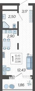 Студия квартира, вторичка, 23м2, 5/19 этаж