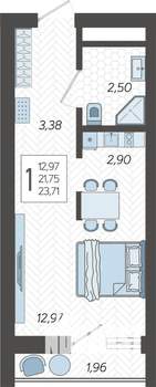 Студия квартира, строящийся дом, 24м2, 19/19 этаж