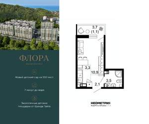 1-к квартира, вторичка, 21м2, 7/12 этаж