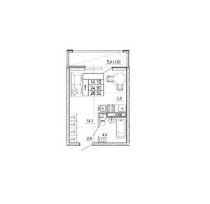 Студия квартира, вторичка, 27м2, 8/17 этаж