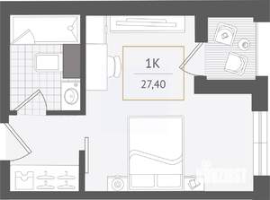 1-к квартира, вторичка, 27м2, 9/10 этаж