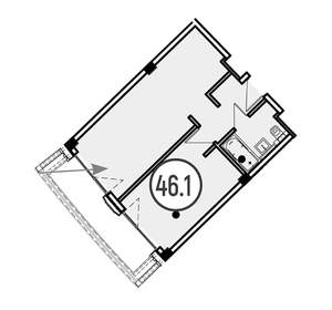 1-к квартира, вторичка, 46м2, 3/4 этаж