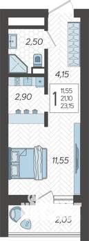 Студия квартира, строящийся дом, 23м2, 12/19 этаж