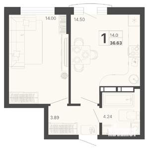1-к квартира, вторичка, 37м2, 5/20 этаж