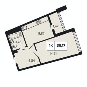 1-к квартира, вторичка, 36м2, 9/10 этаж