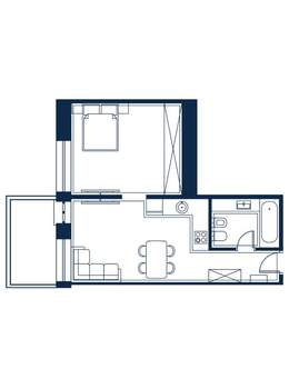 1-к квартира, строящийся дом, 54м2, 4/4 этаж