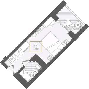 1-к квартира, вторичка, 22м2, 9/10 этаж