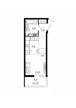 Студия квартира, вторичка, 25м2, 16/17 этаж