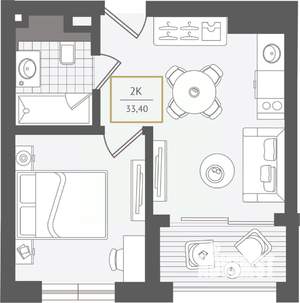 2-к квартира, вторичка, 34м2, 7/10 этаж