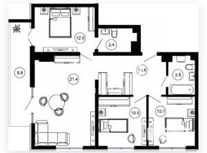 4-к квартира, вторичка, 84м2, 5/10 этаж