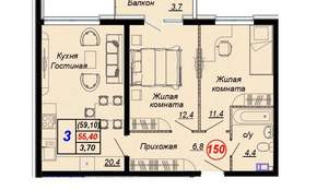 3-к квартира, вторичка, 59м2, 9/16 этаж