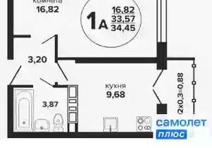 1-к квартира, вторичка, 34м2, 8/24 этаж