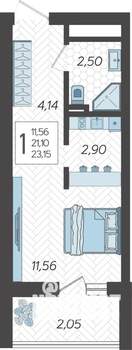 Студия квартира, строящийся дом, 24м2, 18/19 этаж