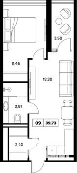 2-к квартира, вторичка, 40м2, 6/16 этаж