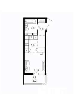 Студия квартира, вторичка, 25м2, 14/17 этаж