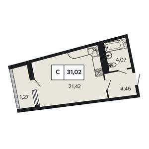 Студия квартира, вторичка, 31м2, 9/10 этаж