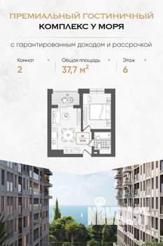 1-к квартира, вторичка, 38м2, 6/10 этаж