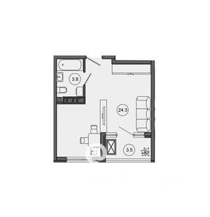 Студия квартира, вторичка, 32м2, 9/10 этаж