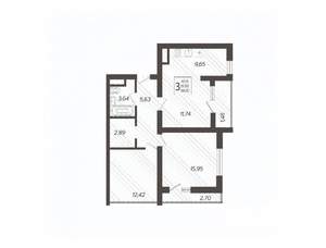 3-к квартира, вторичка, 66м2, 4/19 этаж