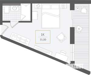 1-к квартира, вторичка, 35м2, 9/10 этаж