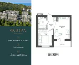 1-к квартира, вторичка, 36м2, 2/12 этаж