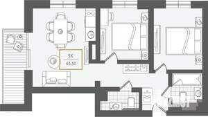 3-к квартира, вторичка, 64м2, 4/10 этаж