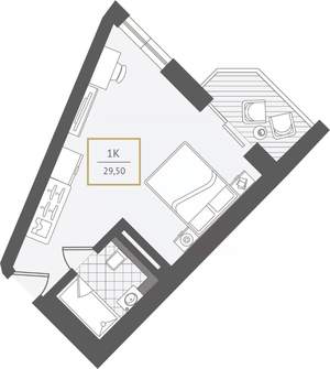 1-к квартира, вторичка, 30м2, 5/10 этаж