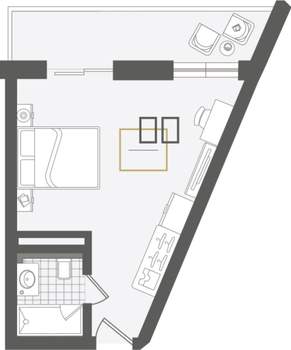 1-к квартира, строящийся дом, 35м2, 9/10 этаж