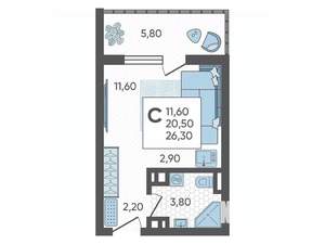 Студия квартира, вторичка, 26м2, 4/10 этаж