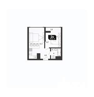 1-к квартира, вторичка, 37м2, 6/19 этаж