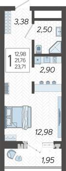 Студия квартира, строящийся дом, 24м2, 3/19 этаж