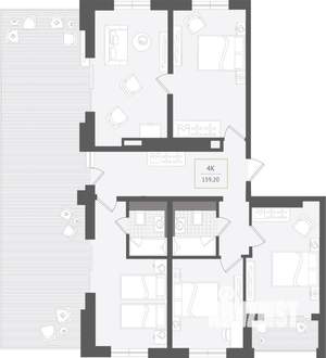 4-к квартира, вторичка, 159м2, 9/10 этаж