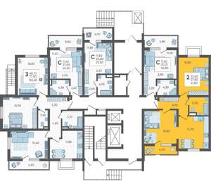 2-к квартира, вторичка, 62м2, 1/10 этаж