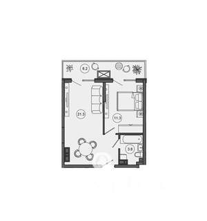 1-к квартира, вторичка, 45м2, 8/10 этаж