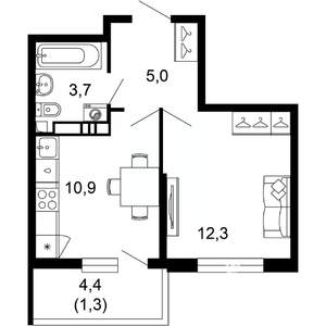 1-к квартира, вторичка, 33м2, 9/17 этаж