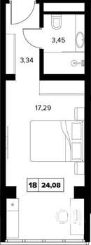 1-к квартира, вторичка, 24м2, 7/16 этаж