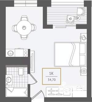 1-к квартира, вторичка, 35м2, 5/10 этаж