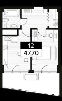Студия квартира, вторичка, 47м2, 5/14 этаж